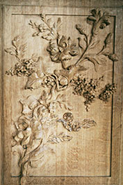 Panneau en cours de r�alisation repr�sentant un bouquet de fleurs avec oeillets et lilas.